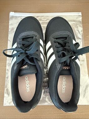 adidas Black Sneakers with White Stripes
